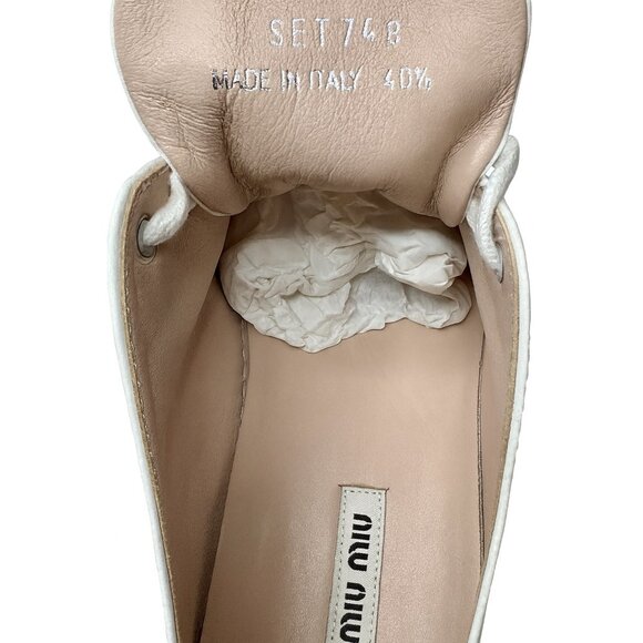 Miu Miu Swarovski Crystal Toe-Cap Nappa Leather Sneakers White Platform 40.5-10 - Picture 13 of 16